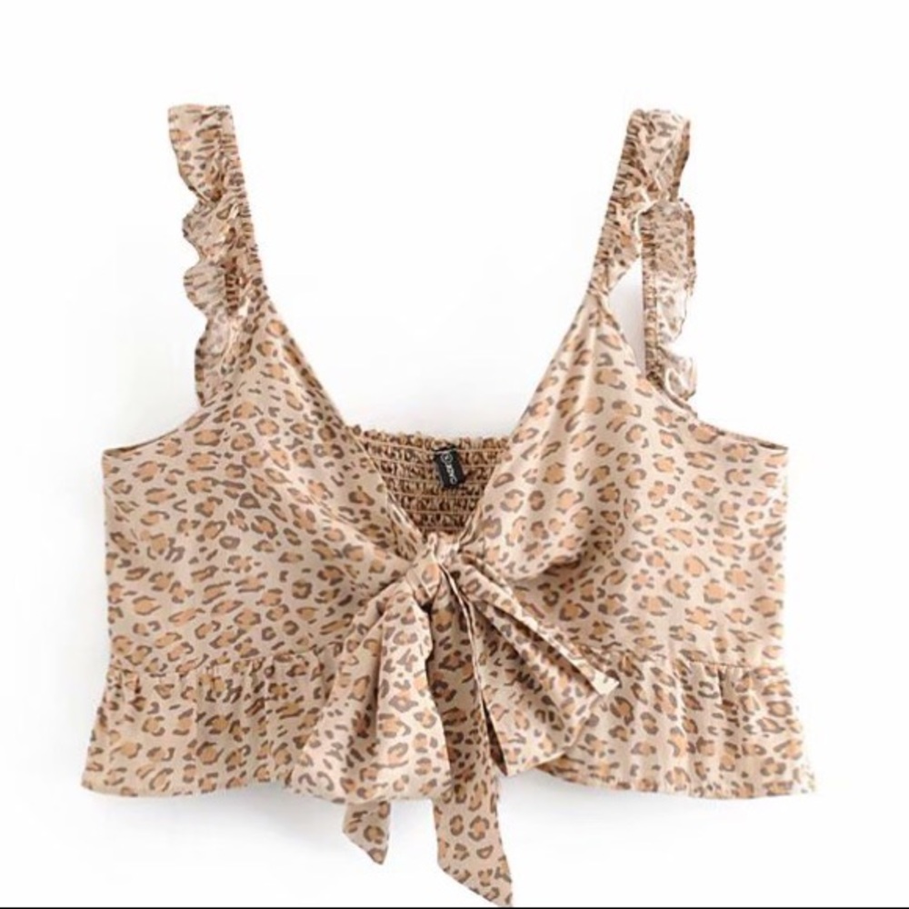 Boho Leopard Tie Top + Tiered Skirt 2 Piece Set - Picture 7 of 13